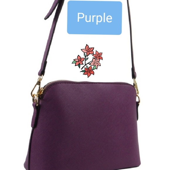 Structured Crossbody Purse, Removable Strap- PURPL - Picture 1 of 7